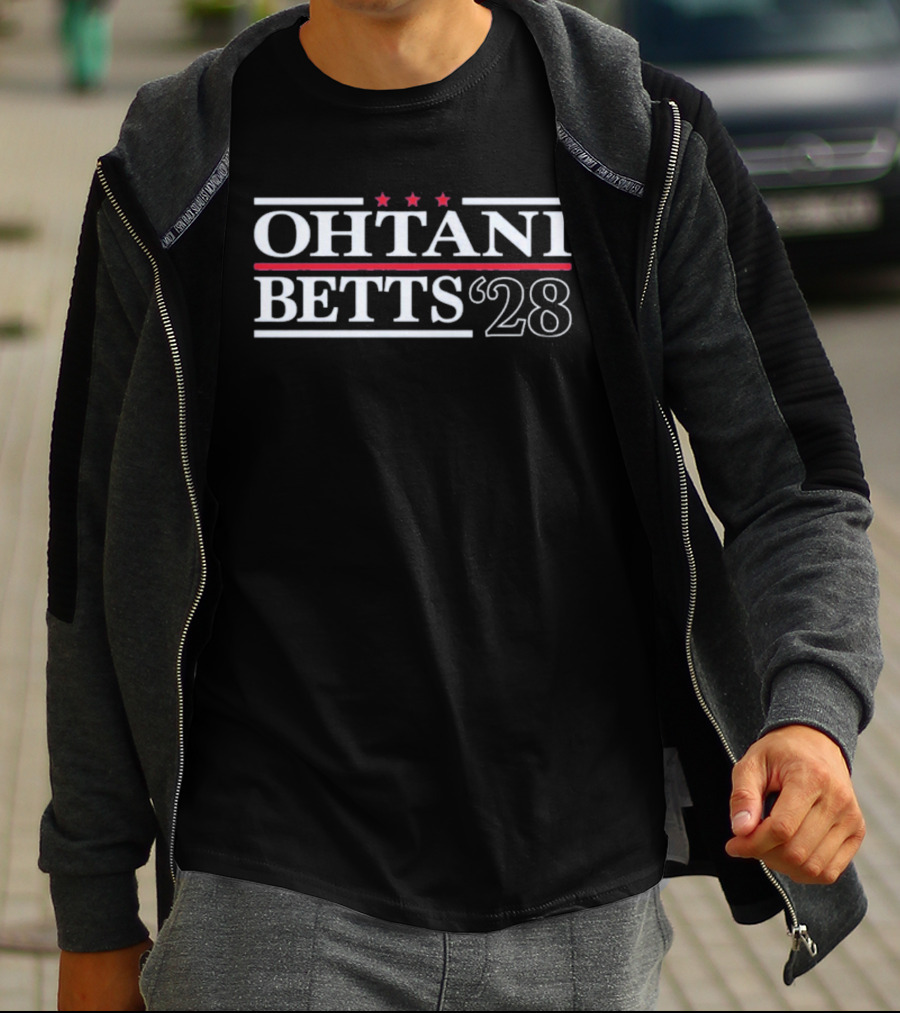 Ohtani Betts 2028 Dodgers Stars Three Red Campaign T-Shirt