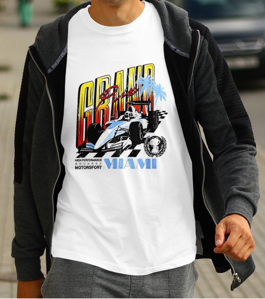 Chicago Bears Grand Prix Motorsport Miami Racing Car T-Shirt