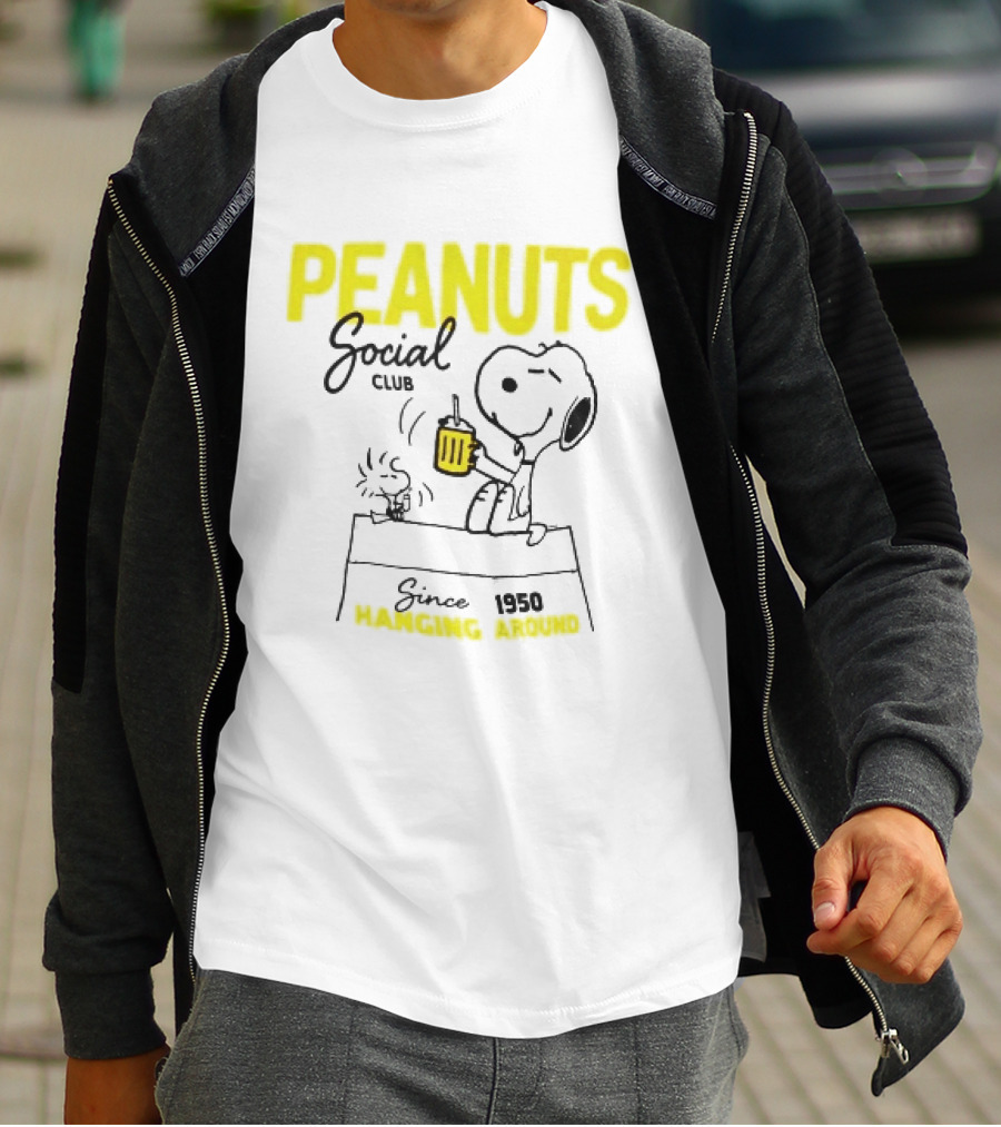 Peanuts Social Club Since 1950 Hanging Around Snoopy Woodstock T-Shirt