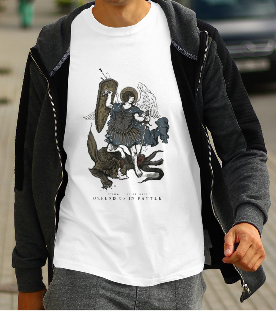 Saint Mxxxxxx Archangel Michael Defend Us In Battle Medieval Angelic Warrior T-Shirt
