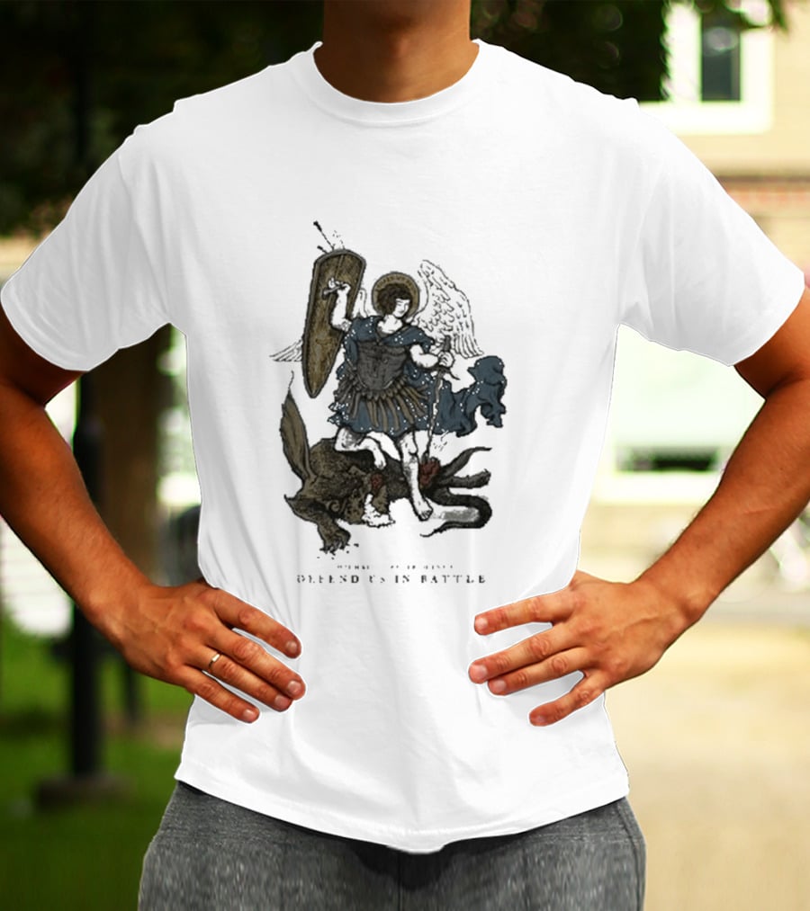 Saint Mxxxxxx Archangel Michael Defend Us In Battle Medieval Angelic Warrior T-Shirt