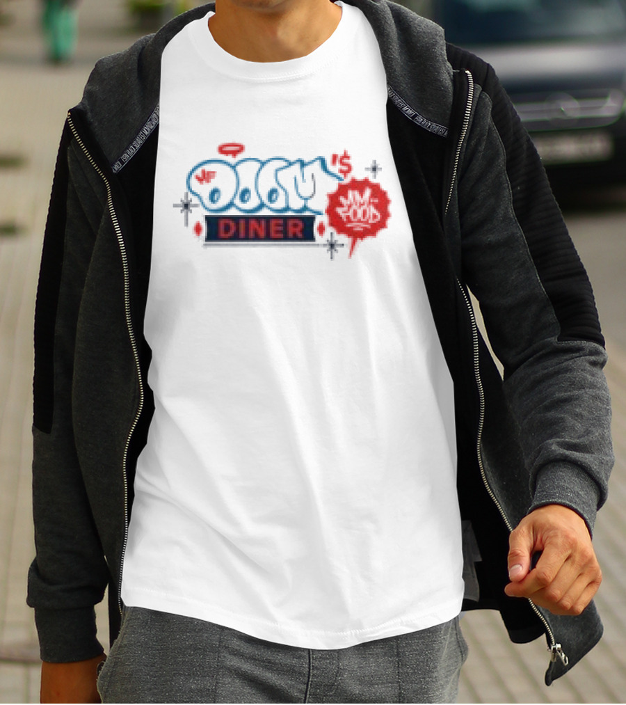 Mf Doom Doom's Diner Comic Style Mask Red And Blue T-Shirt