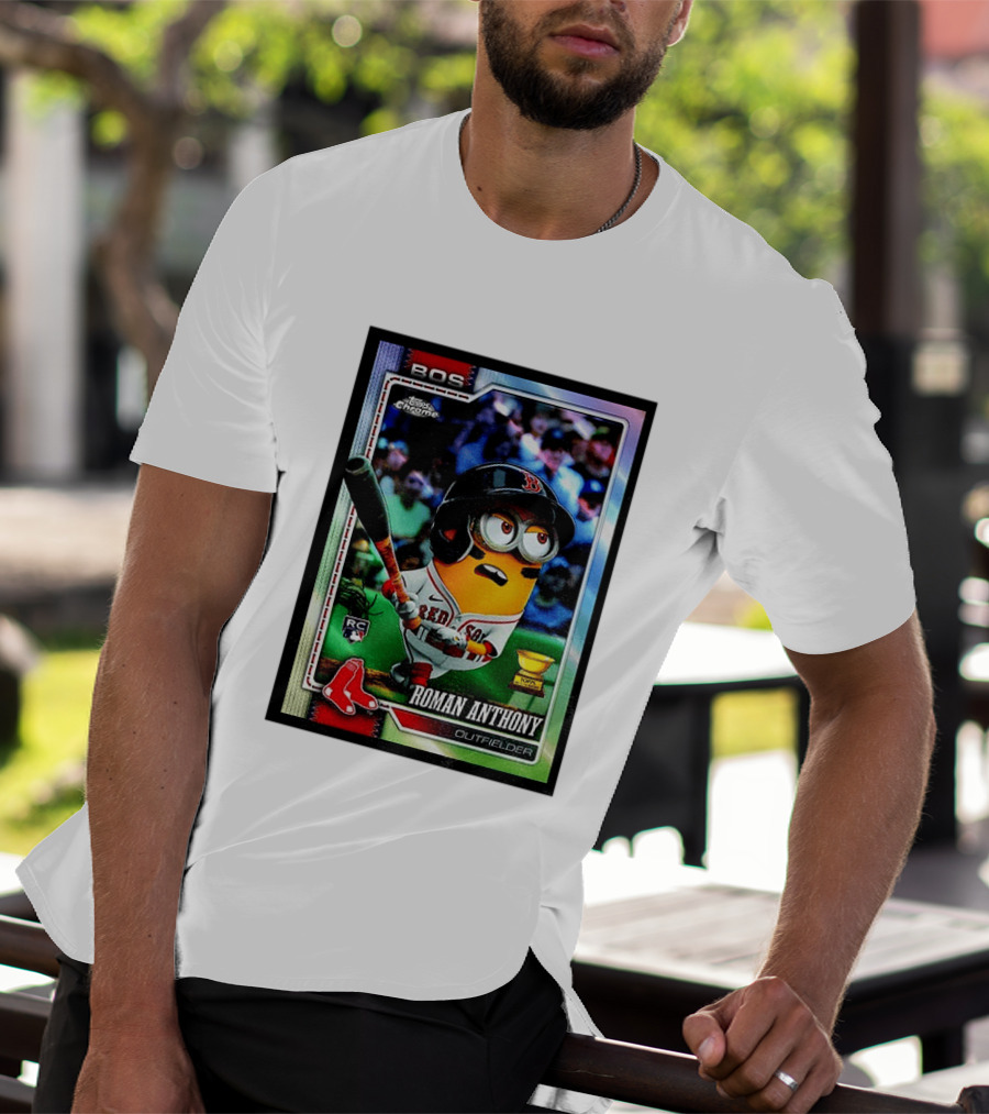Minions Boston Red Sox Roman Anthony 2025 Topps Chrome Baseball Card T-Shirt