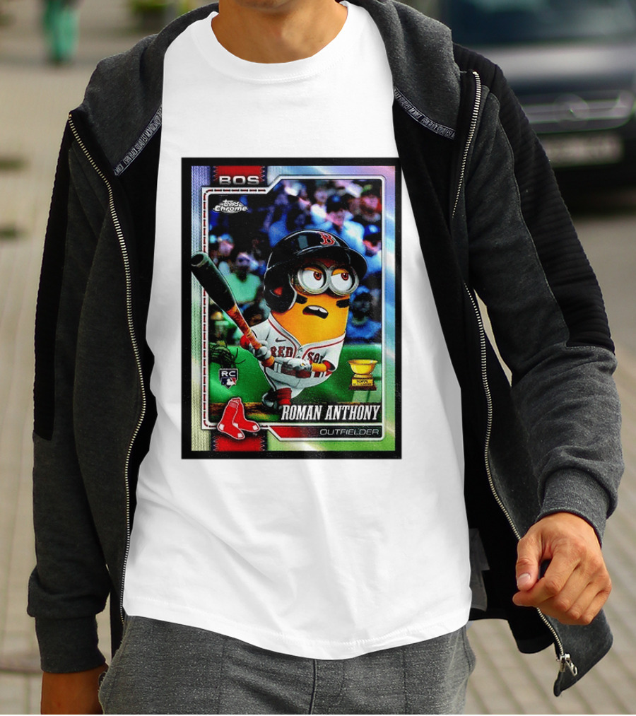 Minions Boston Red Sox Roman Anthony 2025 Topps Chrome Baseball Card T-Shirt