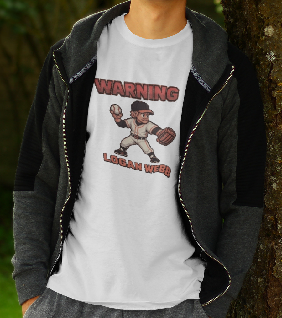 Warning Logan Webb 8 Bit Baseball T-Shirt