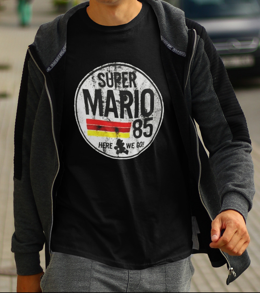 Super Mario 85 Here We Go Vintage Circle T-Shirt