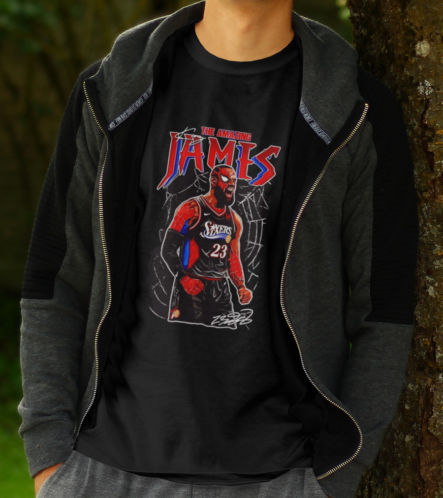 The Amazing LeBron James Spider Man 76ers NBA Crossover Comic T-Shirt