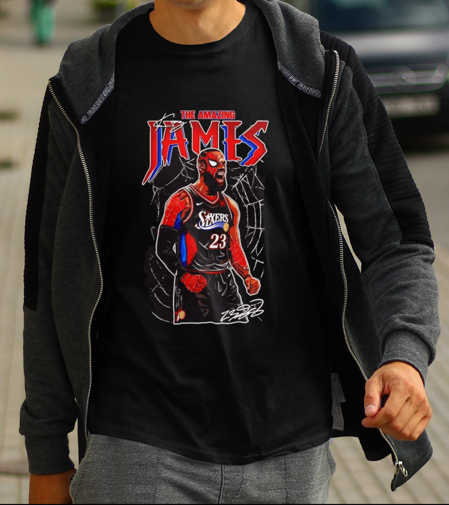 The Amazing LeBron James Spider Man 76ers NBA Crossover Comic T-Shirt