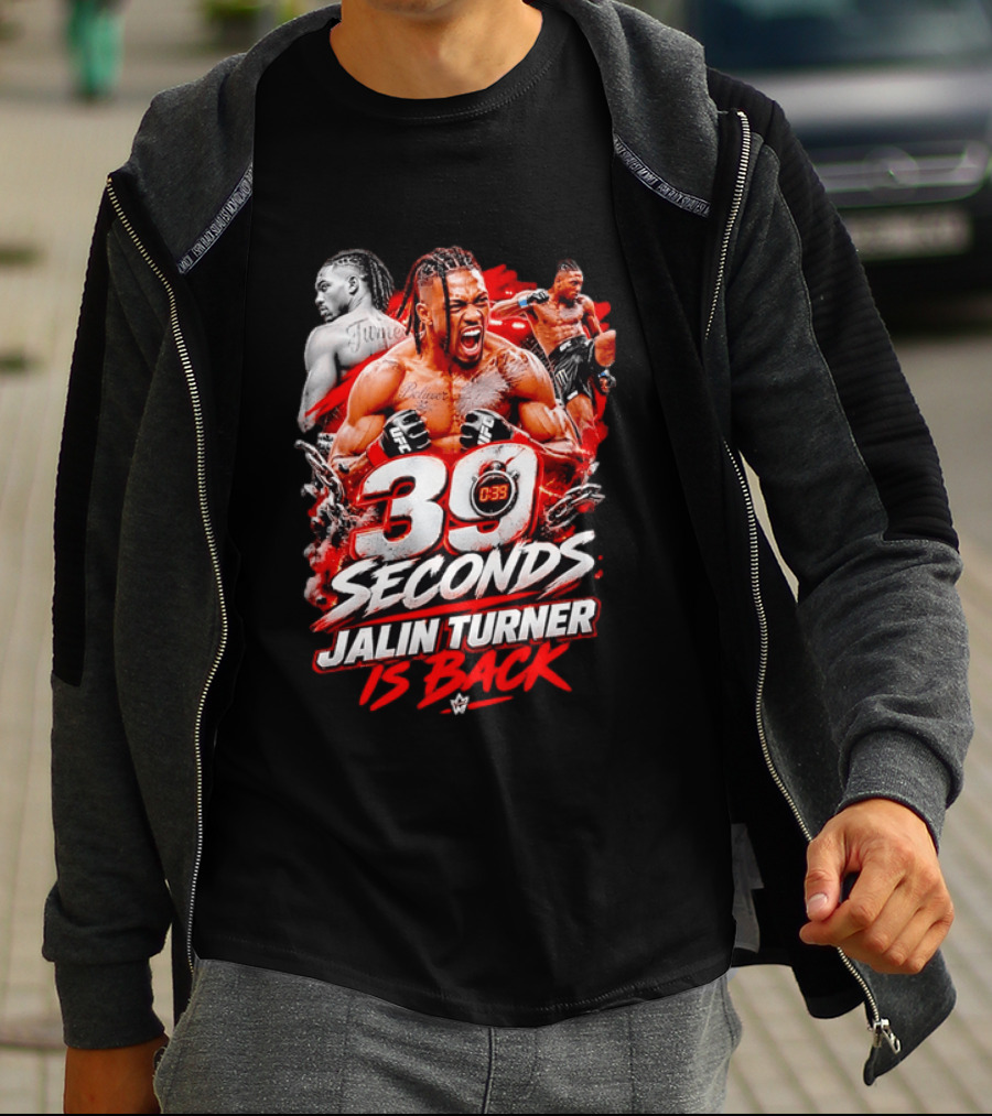 39 Seconds Jalin Turner UFC Fighter Photo Collage Red Glow Is Back T-Shirt