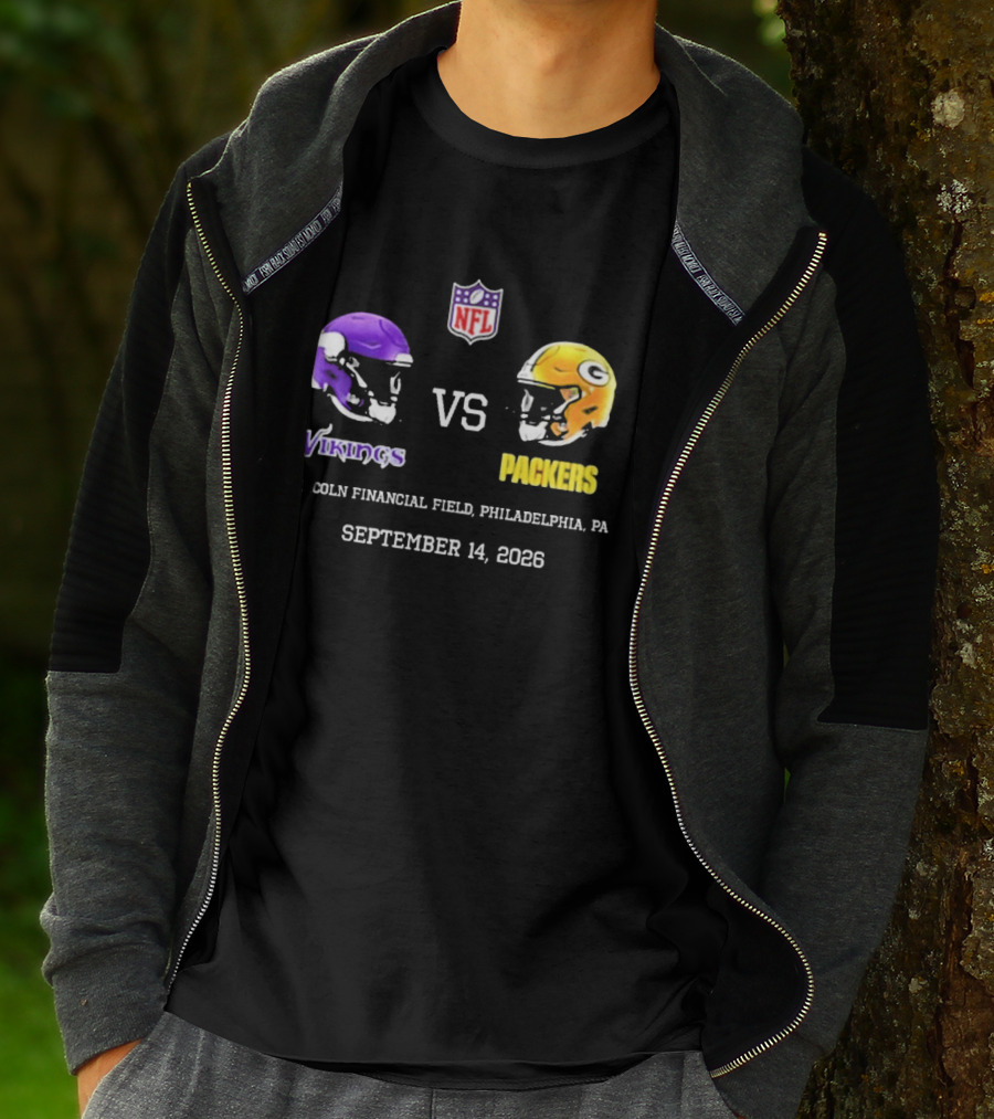 Vikings Vs Packers Lincoln Financial Field Philadelphia PA September 14 2026 T-Shirt