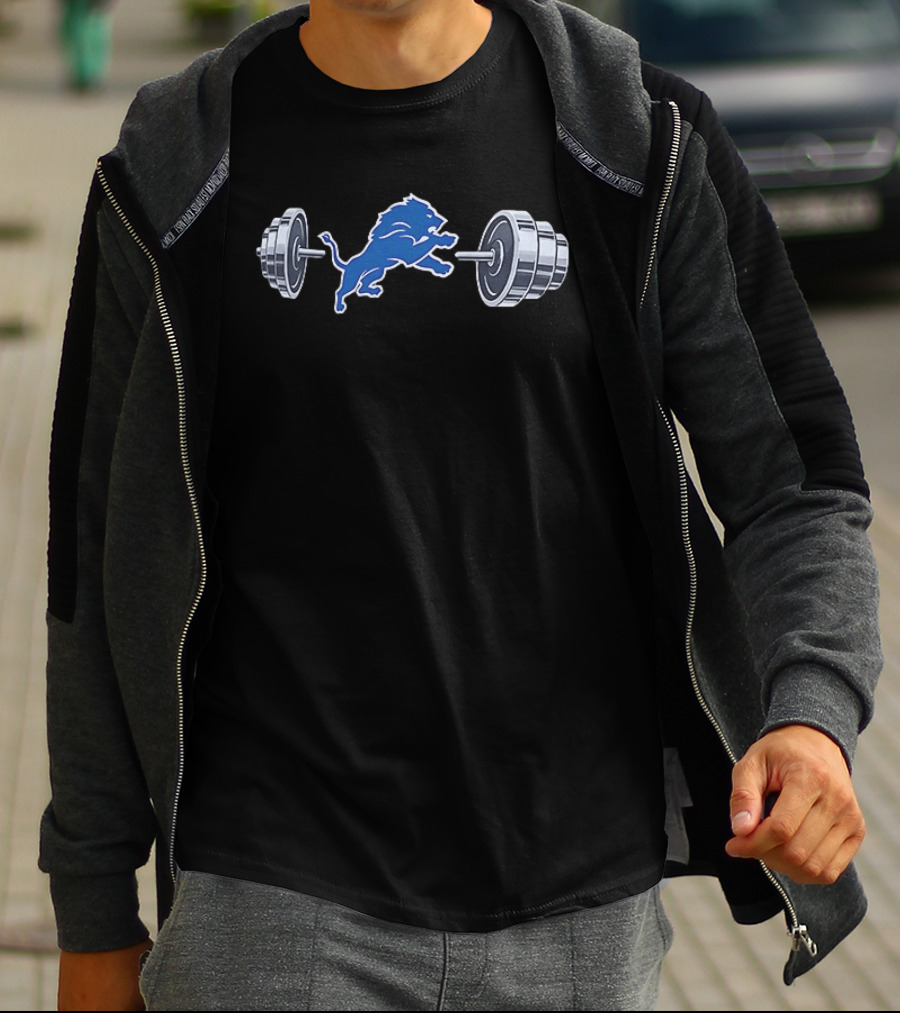 Detroit Lions Barbell 2026 Weightlifting Strength Training Lions T-Shirt