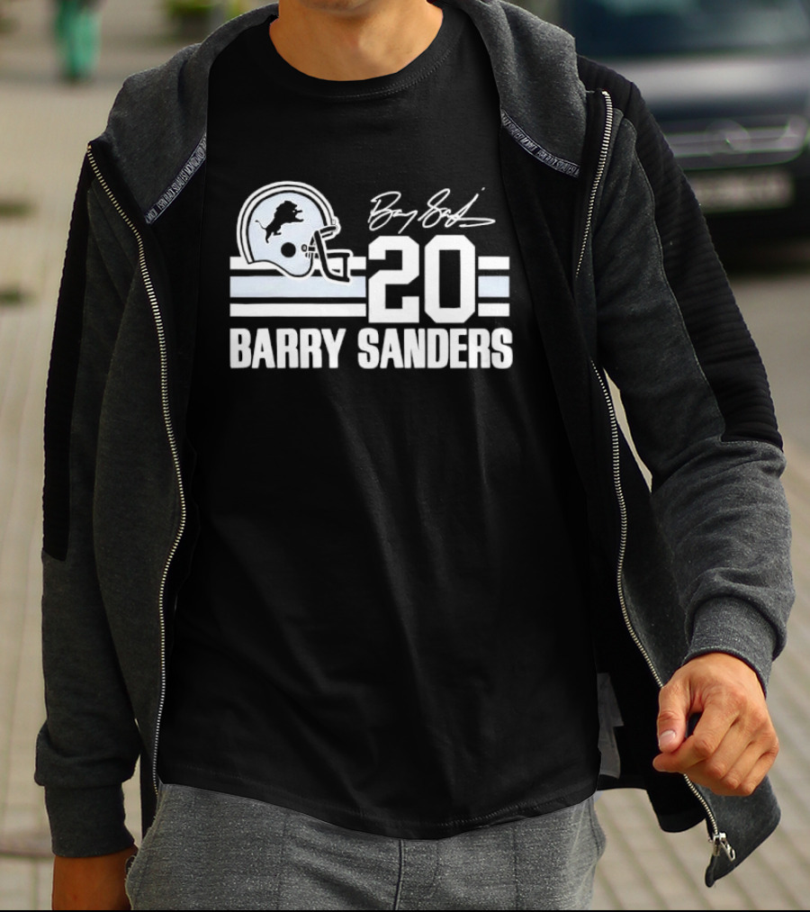 Detroit Lions Barry Sanders 20 Helmet Stripes By BS Signature T-Shirt