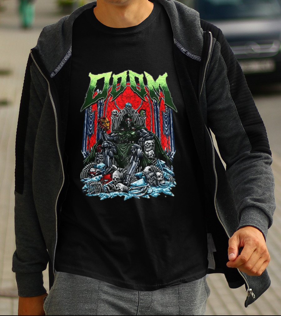 Doctor Doom Throne Marvel Superheroes With Iron Man Mask Doom T-Shirt