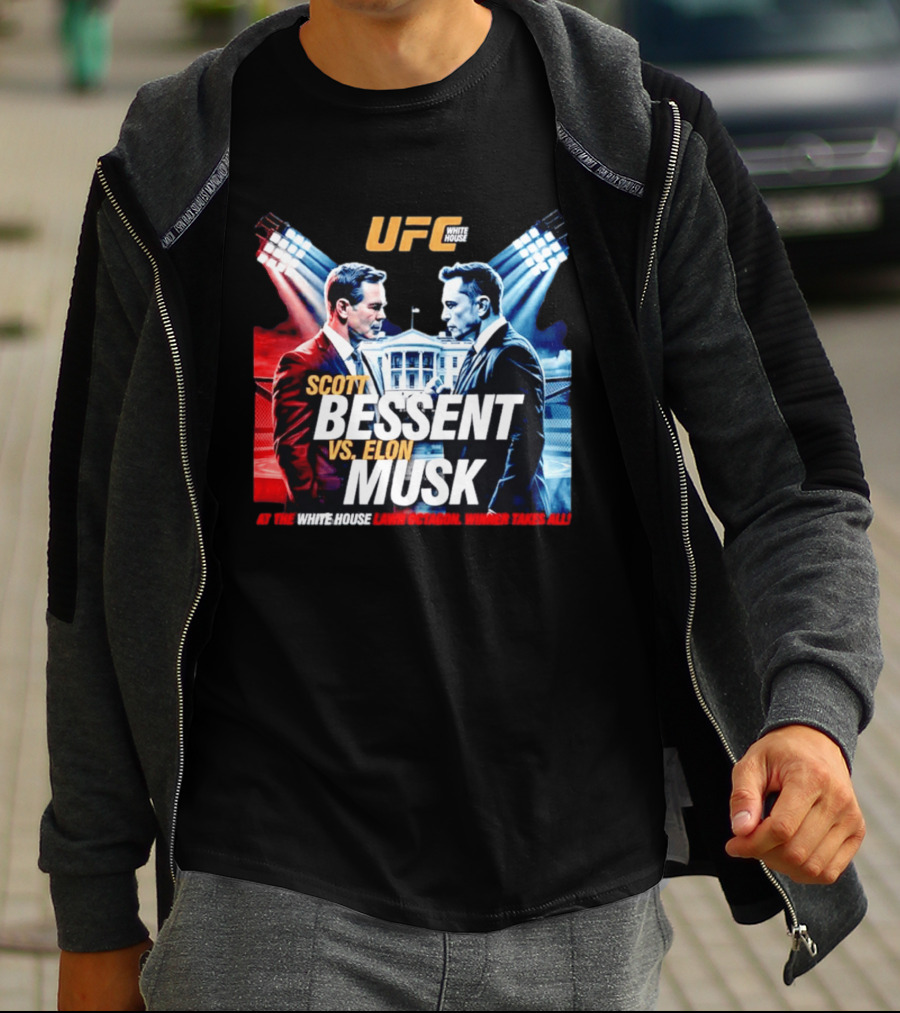 UFC White House Scott Bessent Vs Elon Musk At The White House Lawn Octagon Winner Takes All T-Shirt