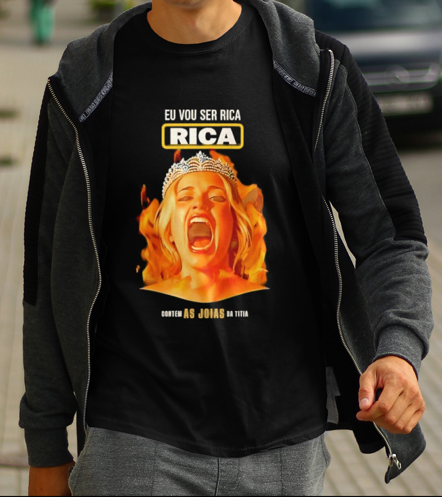 Eu Vou Ser Rica Contem As Joias Da Titia Rica Screaming Blonde Woman T-Shirt