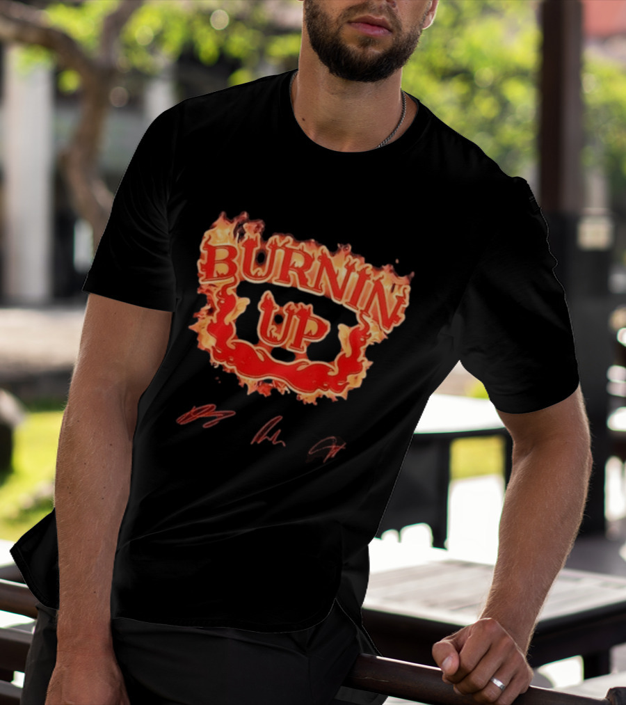 Jonas Brothers Burnin Up Tour Fiery Red Flame Letters T-Shirt