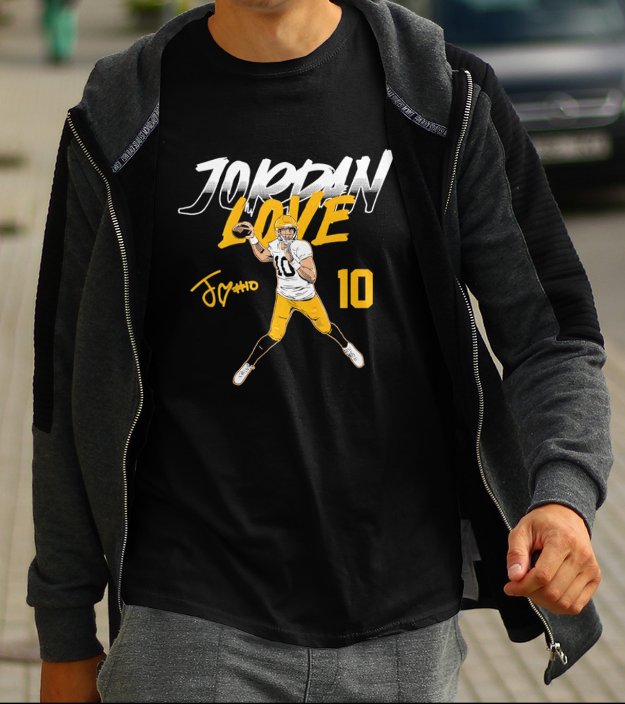 Jordan Love 10 Quarterback Action Pass Signature T-Shirt