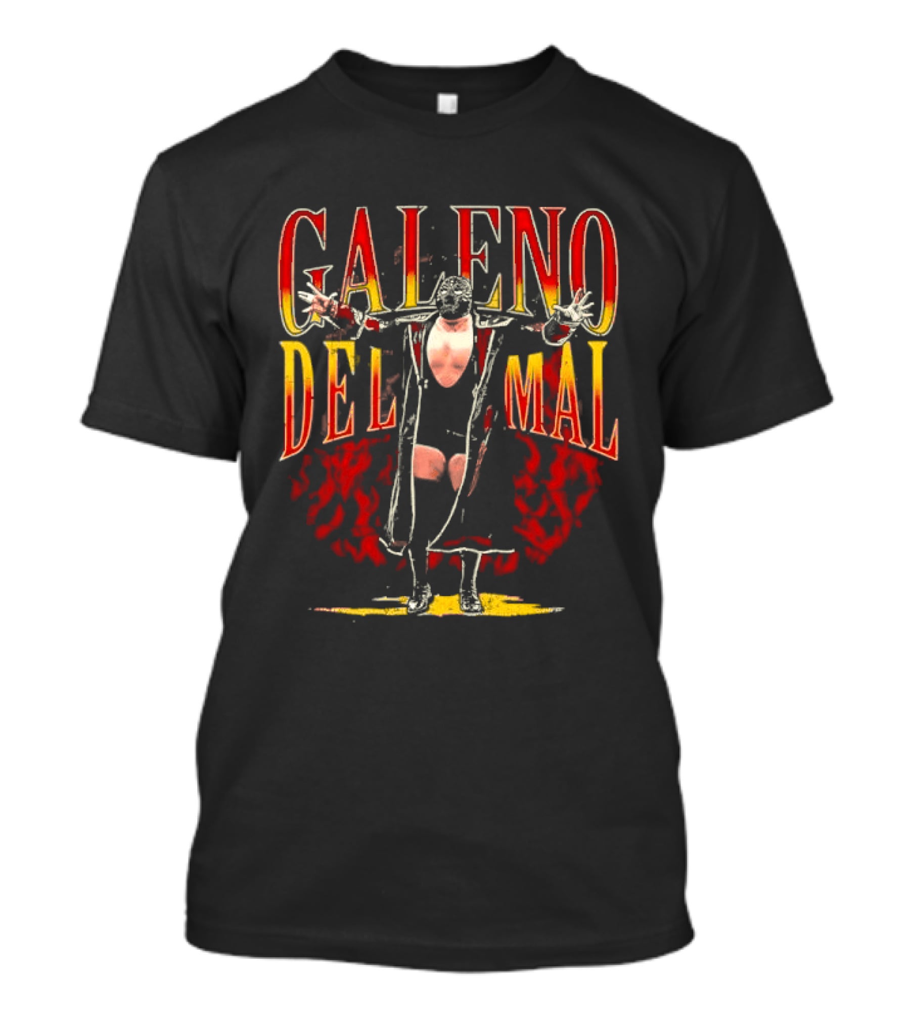 Galeno Del Mal Masked Wrestler Fiery Red Outstretched Arms T-Shirt