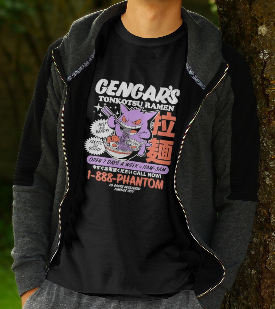 Gengar's Tonkotsu Ramen 1 888 Phantom Lumiose City Hot And Ready T-Shirt