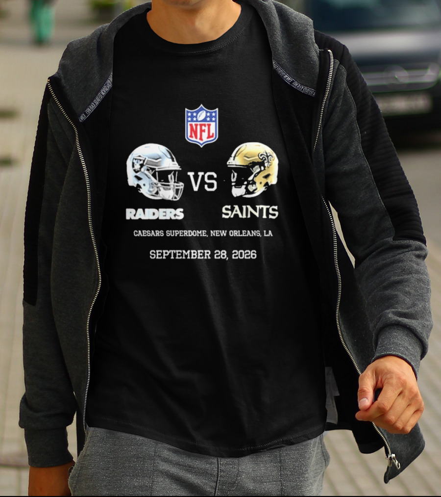 NFL Raiders Vs Saints Caesars Superdome New Orleans September 28 2026 T-Shirt