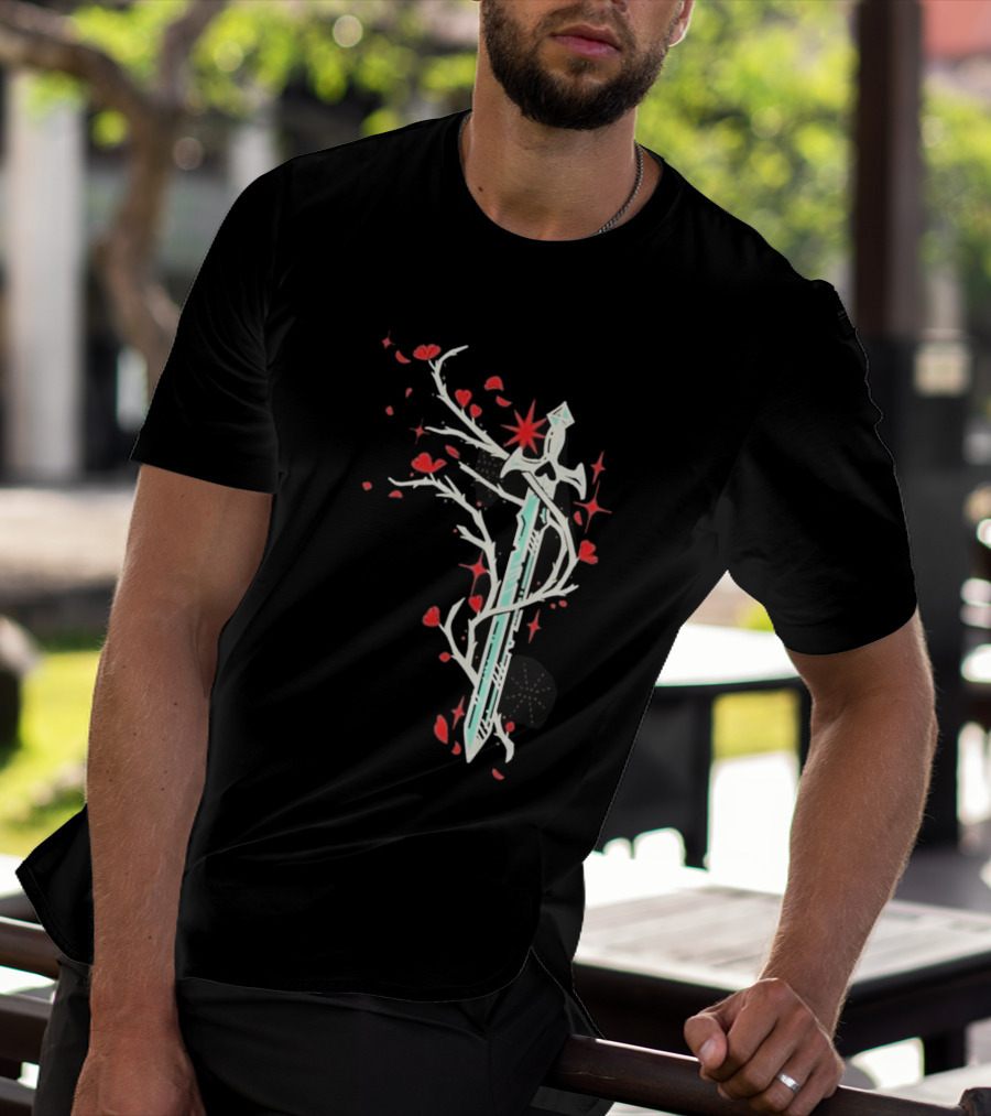 Lifesteal Sword With Red Petals Survival Gaming T-Shirt