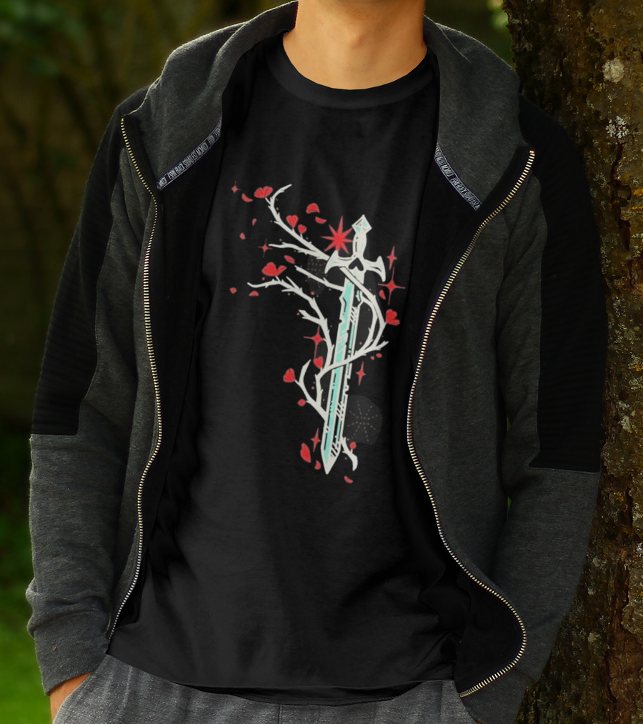 Lifesteal Sword With Red Petals Survival Gaming T-Shirt
