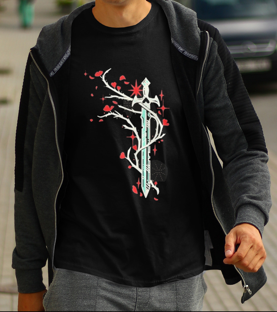 Lifesteal Sword With Red Petals Survival Gaming T-Shirt