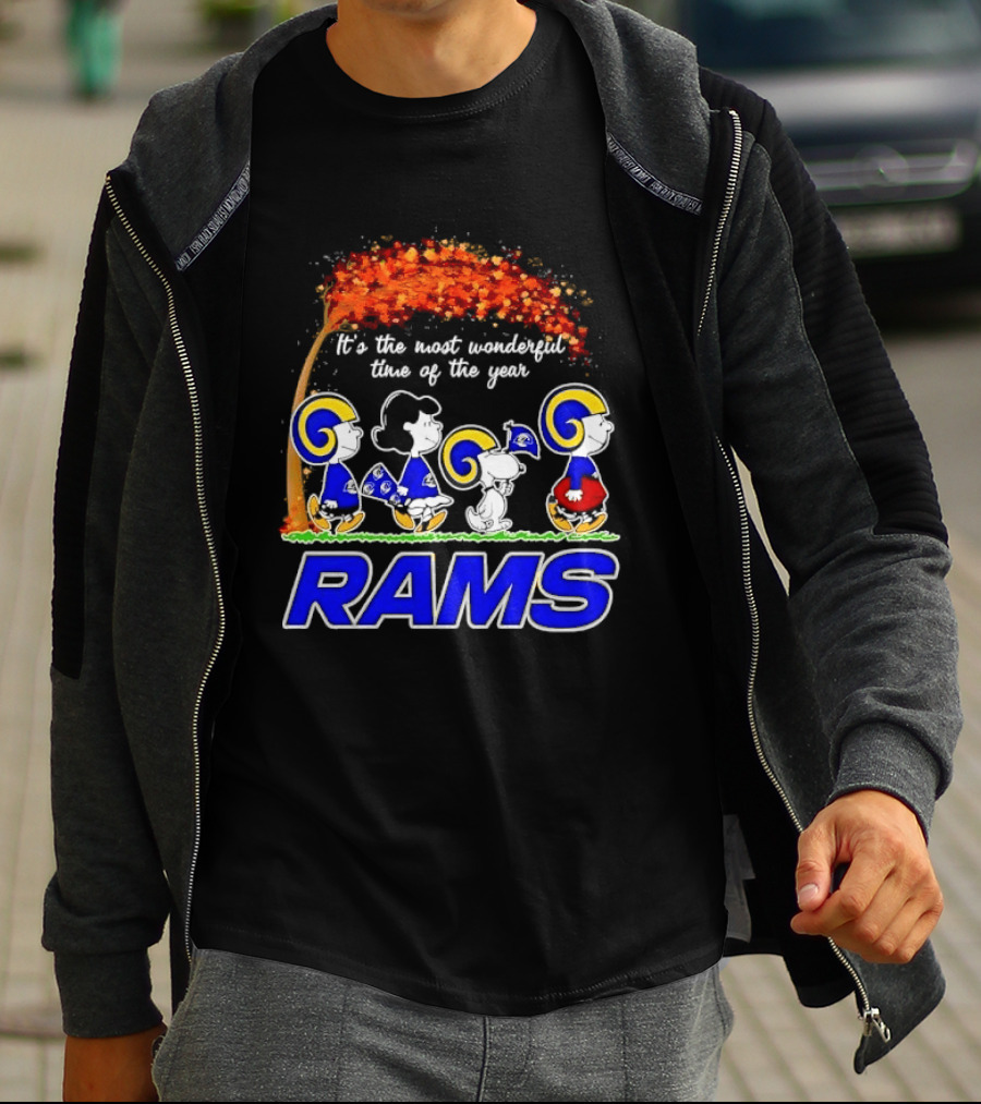Los Angeles Rams It's The Most Wonderful Time Of Year Charlie Brown Snoopy Peanuts Football Fall T-Shirt