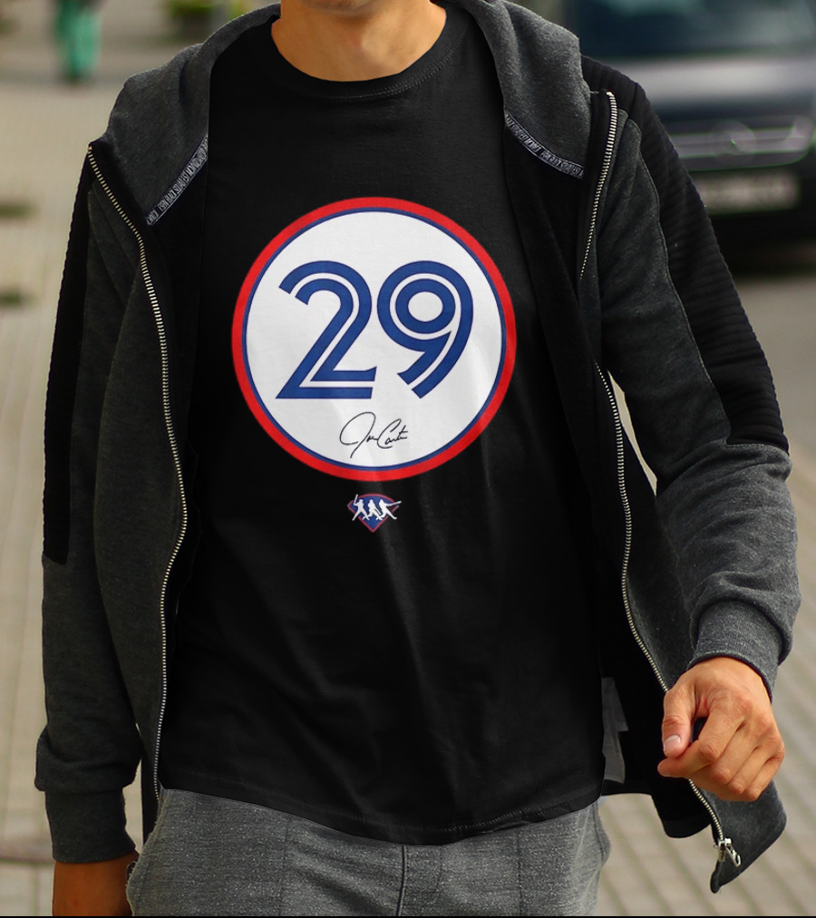 Joe Carter 29 Autograph Toronto Blue Jays Baseball T-Shirt