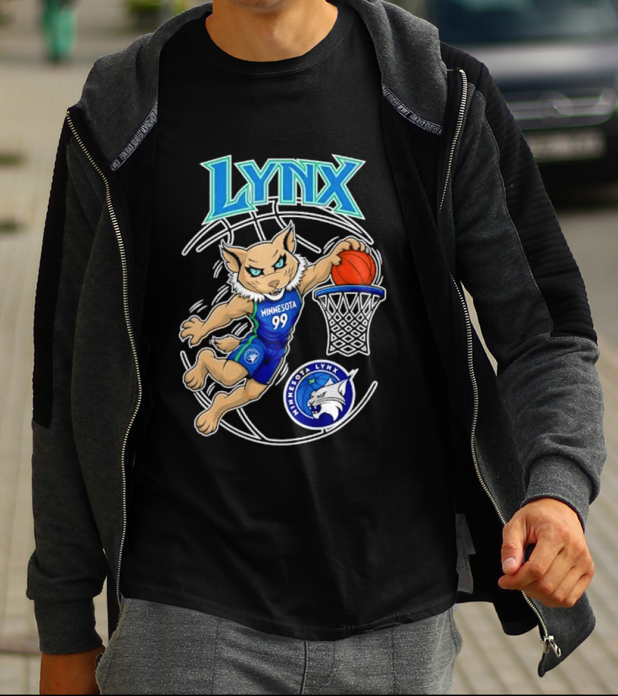 Minnesota Lynx 99 Cartoon Dunking Basketball Player T-Shirt