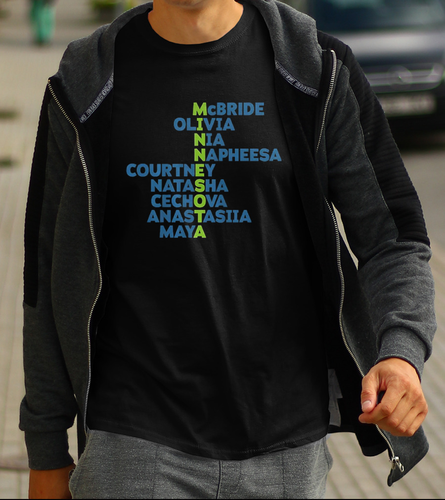 Minnesota Lynx WNBA Basketball Player Names McBride Olivia Nia Napheesa Courtney Natasha Cechova Anastasia Maya T-Shirt