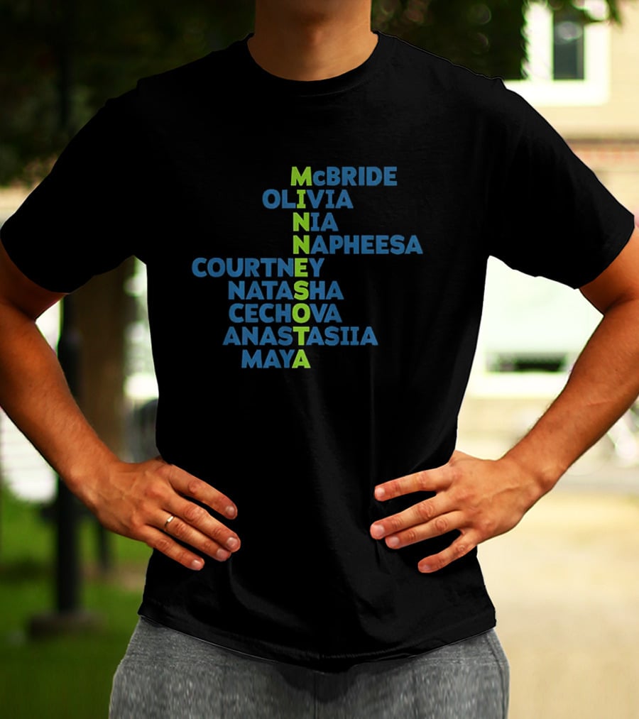 Minnesota Lynx WNBA Basketball Player Names McBride Olivia Nia Napheesa Courtney Natasha Cechova Anastasia Maya T-Shirt