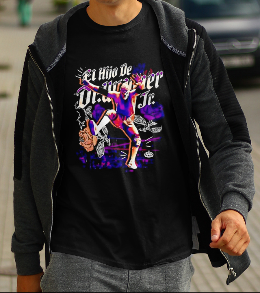 El Hijo De Dr Wagner Jr Masked Luchador Jumping Action With Roses Ring Combat T-Shirt