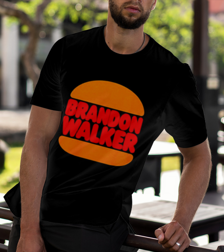 Brandon Walker Hamburger Bold Red Text Inside Orange Bun T-Shirt