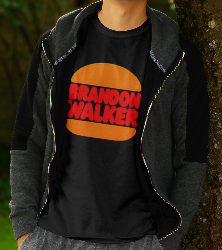 Brandon Walker Hamburger Bold Red Text Inside Orange Bun T-Shirt