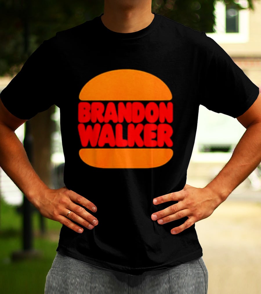Brandon Walker Hamburger Bold Red Text Inside Orange Bun T-Shirt