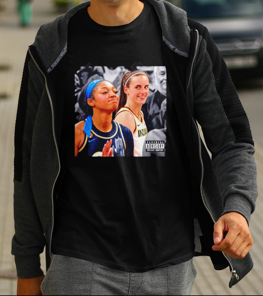Caitlin Clark Angel Reese Parental Advisory Explicit Content T-Shirt