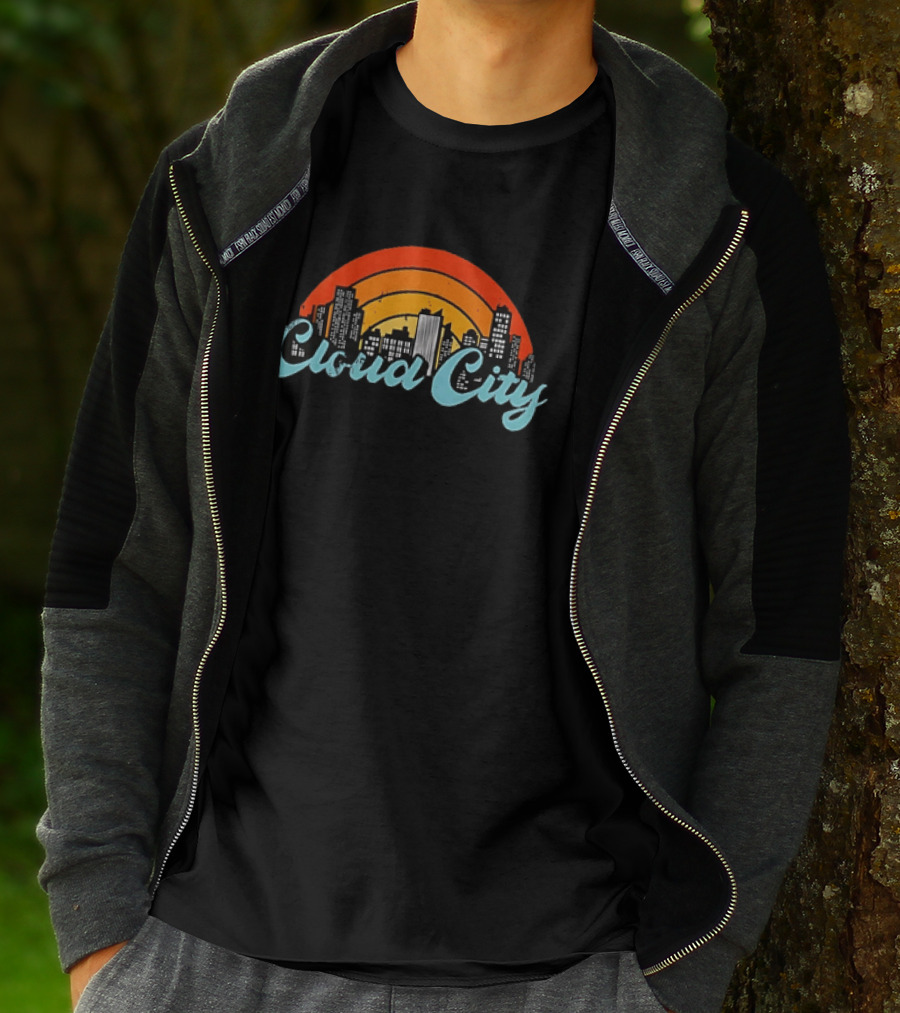 Cloud City Ganja White Night Skyline Retro Vibes T-Shirt