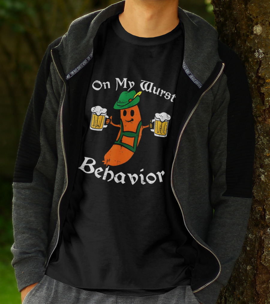 Oktoberfest On My Wurst Behavior Sausage Lederhosen Beer T-Shirt