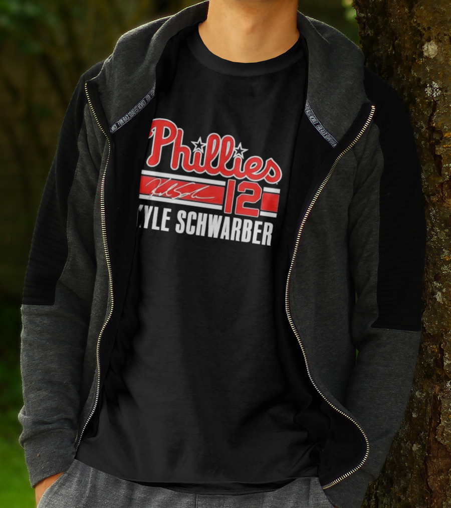 Phillies Kyle Schwarber 12 Red Script Stars Philadelphia MLB Distressed T-Shirt