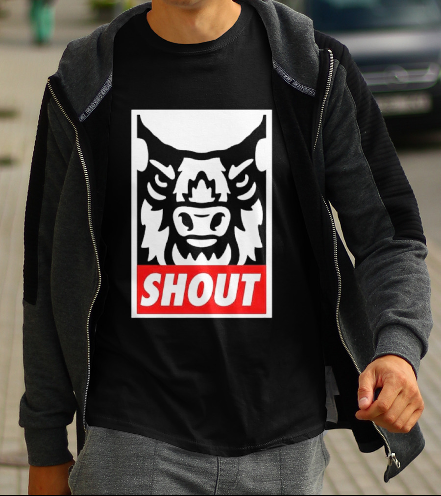 Shout Buffalo Bison Stylized Face T-Shirt