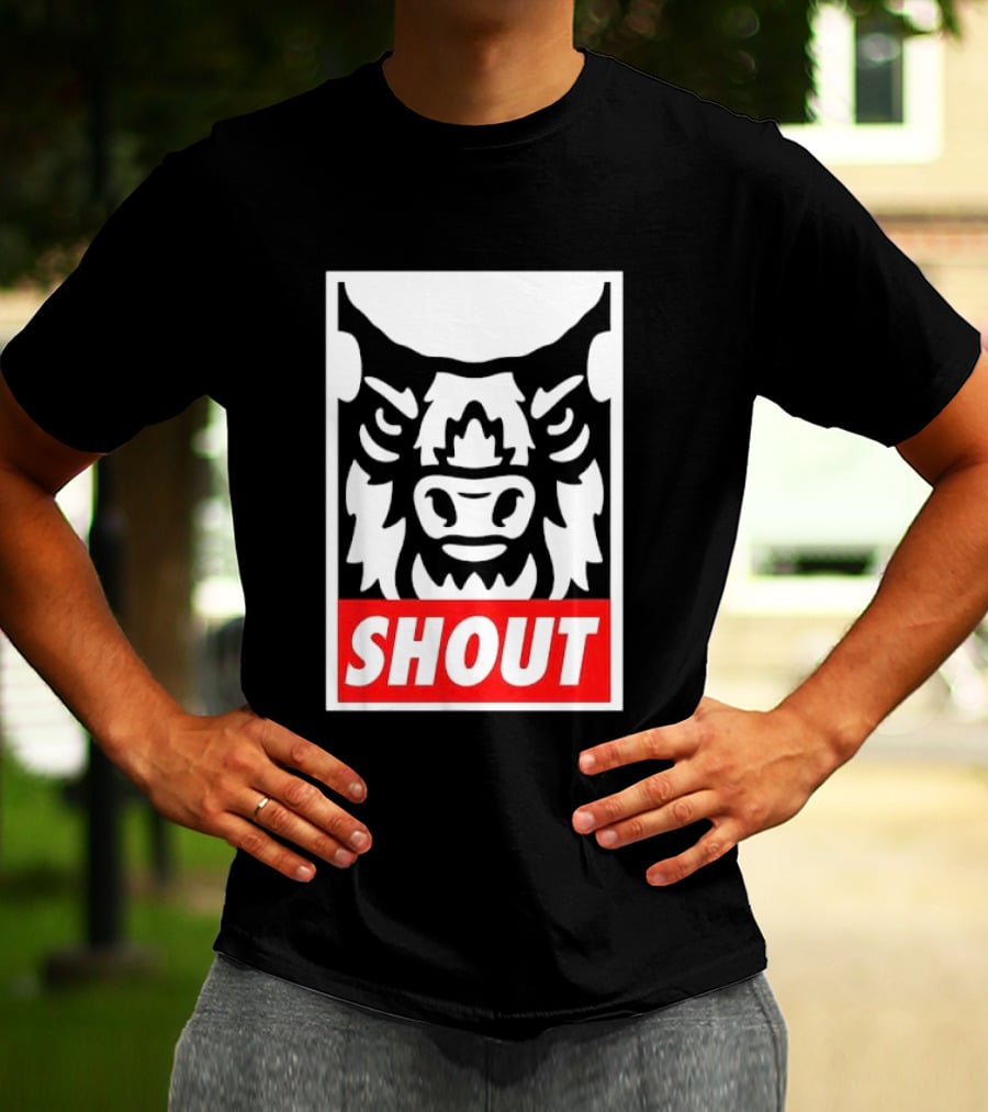 Shout Buffalo Bison Stylized Face T-Shirt