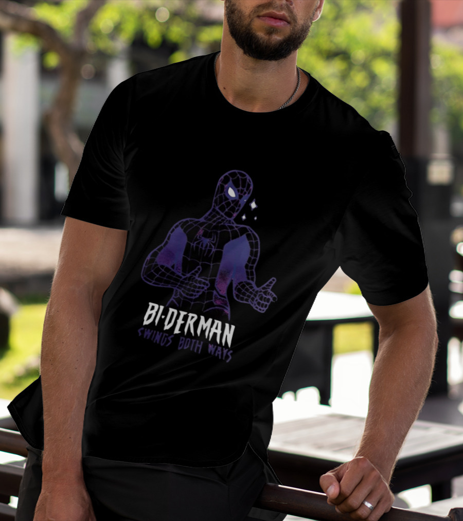 Bi Derman Swings Both Ways Spider Man T-Shirt
