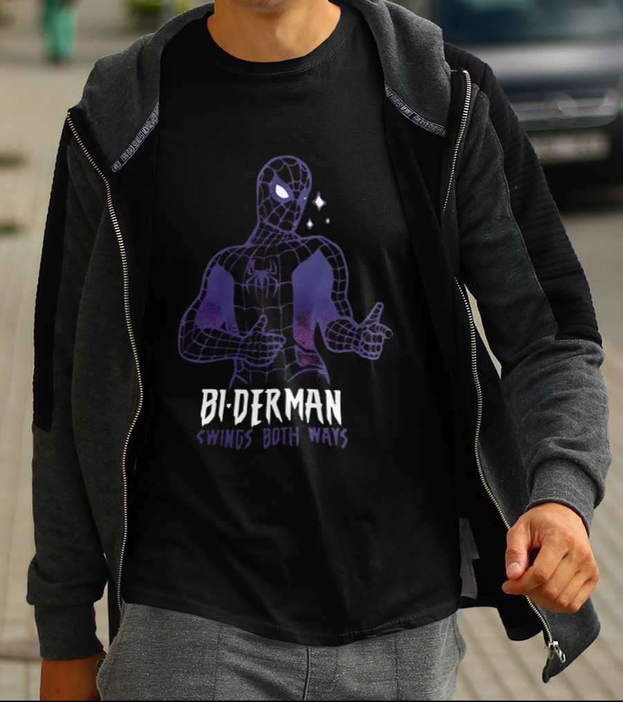 Bi Derman Swings Both Ways Spider Man T-Shirt