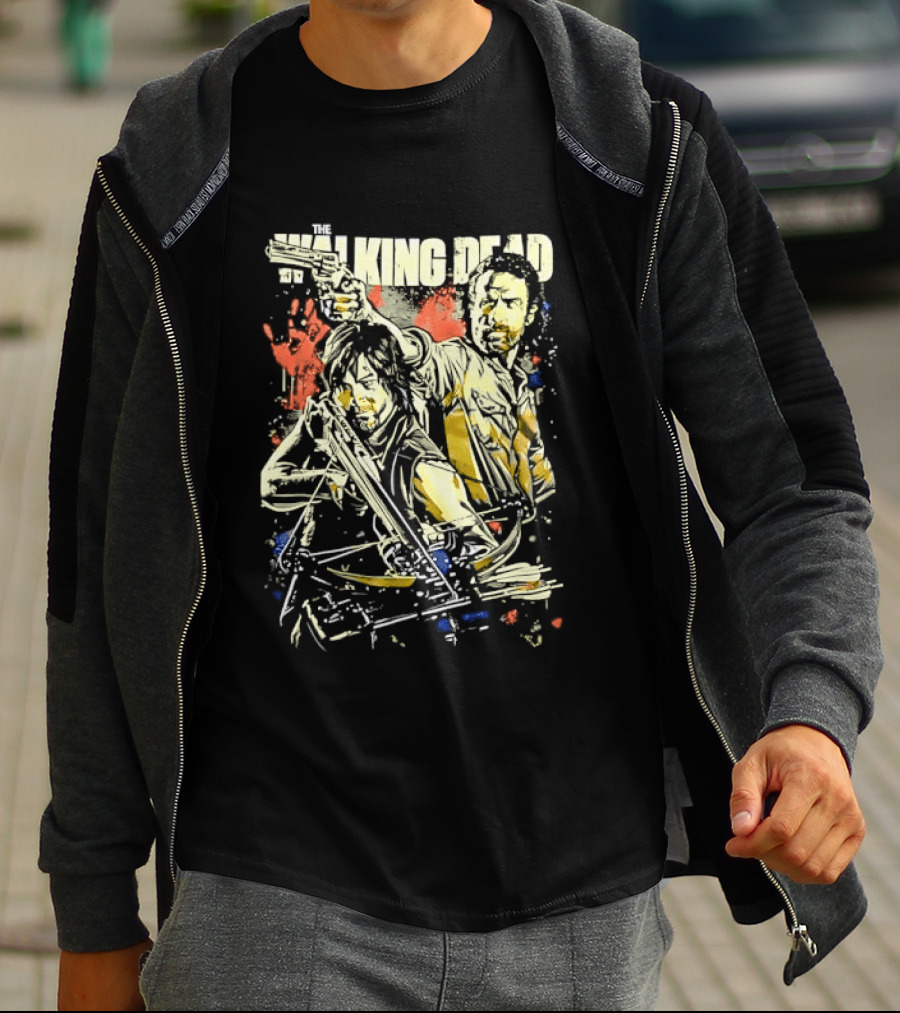 The Walking Dead Rick Grimes Daryl Dixon Crossbow T-Shirt