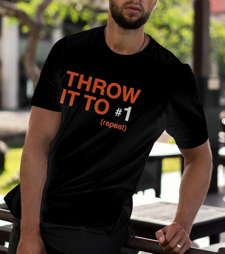 Throw It To Number 1 Repeat Orange White Black T-Shirt
