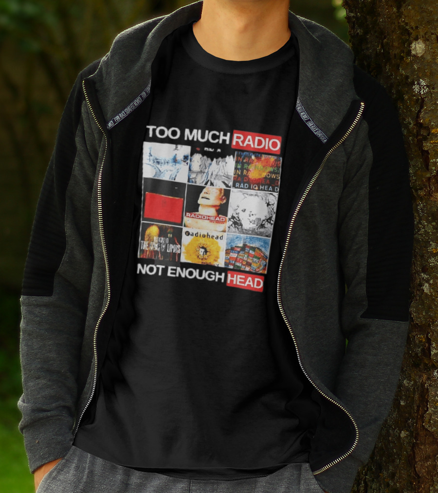 Too Much Radio Not Enough Head Radiohead Album Cover Collage T-Shirt