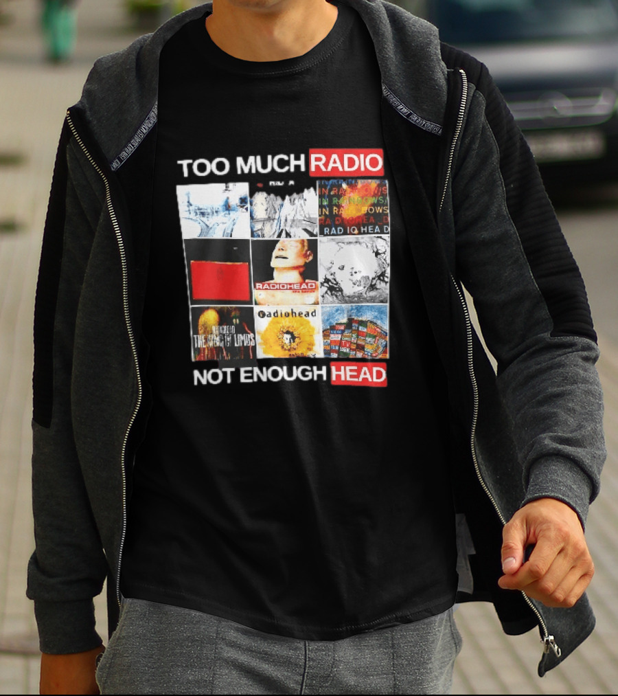 Too Much Radio Not Enough Head Radiohead Album Cover Collage T-Shirt