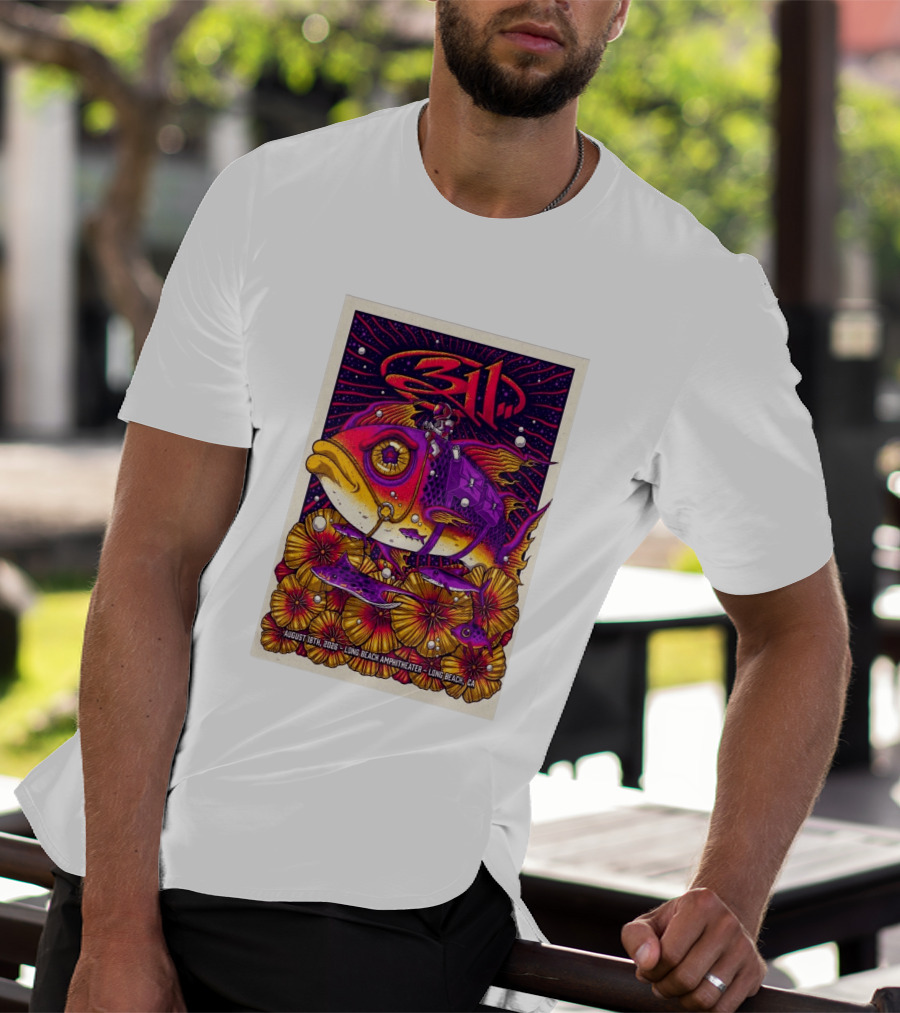 311 August 18 2026 Long Beach Amphitheater CA Psychedelic Fish And Astronaut T-Shirt