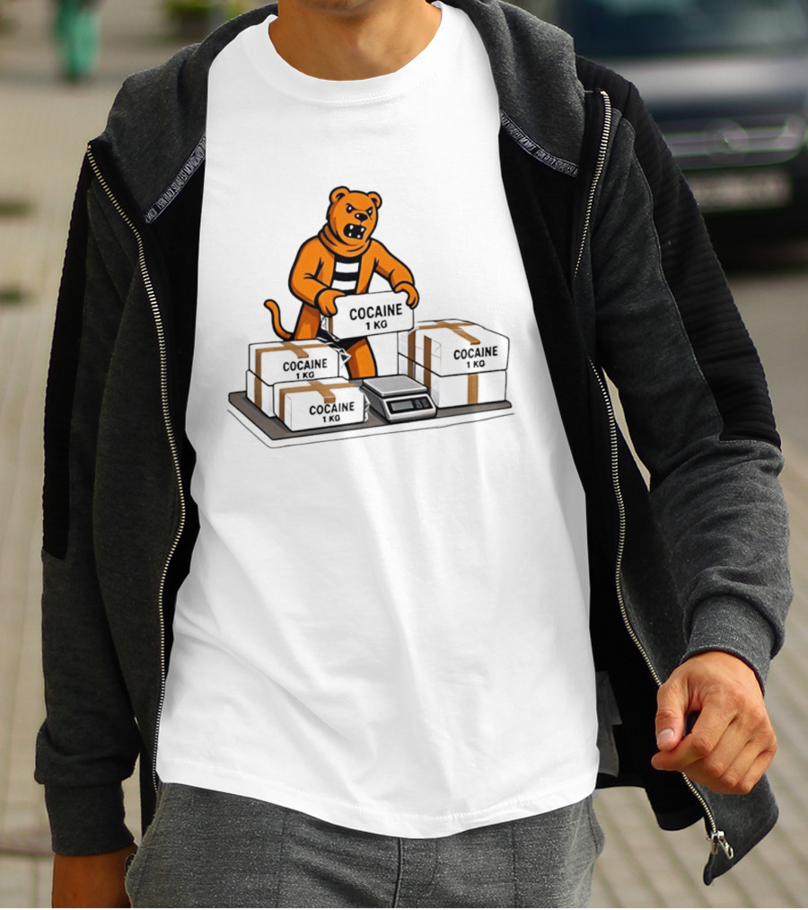 Cocaine 1 Kg Cartoon Orange Tiger Packages Scale T-Shirt
